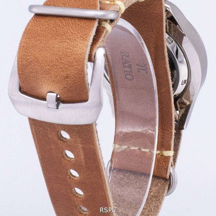 Seiko 5 Sports SNZG07J1-LS18 Military Japan Made Brown Leather Strap Men's Watch