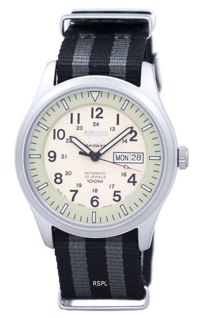 Seiko 5 Sports Military Automatic Japan Made NATO Strap SNZG07J1-NATO1 Men's Watch