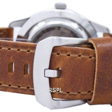 Seiko 5 Sports Military Automatic Japan Made Ratio Brown Leather SNZG07J1-LS9 Men's Watch