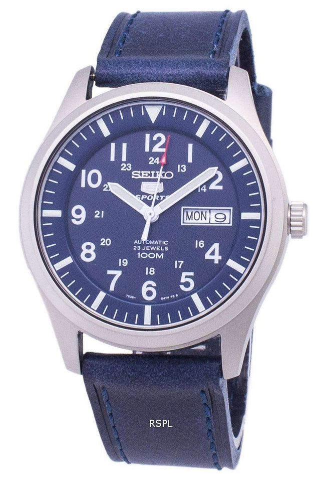 Seiko 5 Sports SNZG11K1-var-LS13 Automatic Dark Blue Leather Strap Men's Watch