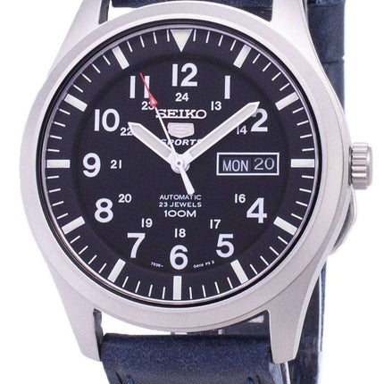 Seiko 5 Sports SNZG15K1-LS13 Automatic Dark Blue Leather Strap Men's Watch