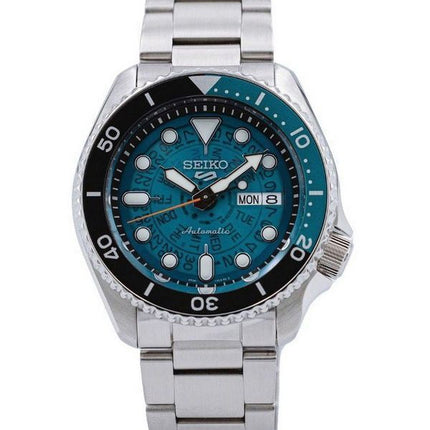 Seiko 5 Sports SKX Style Stainless Steel Transparent Teal Dial Automatic SRPJ45K1 100M Men's Watch