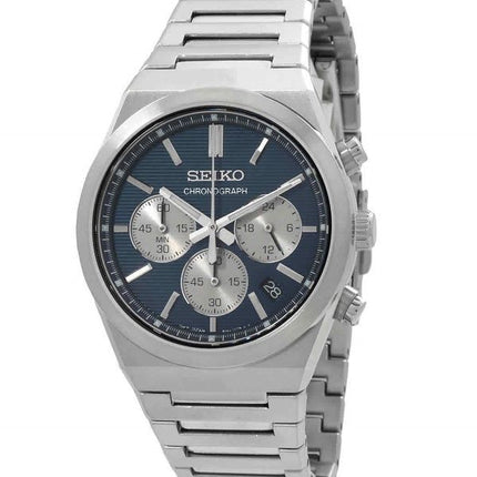 Seiko Sport Chronograph Stainless Steel Blue Dial Quartz SSB453P1 100M Men's Watch