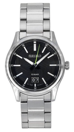 Seiko Analog Stainless Steel Black Dial Quartz SUR535P1 100M Men's Watch