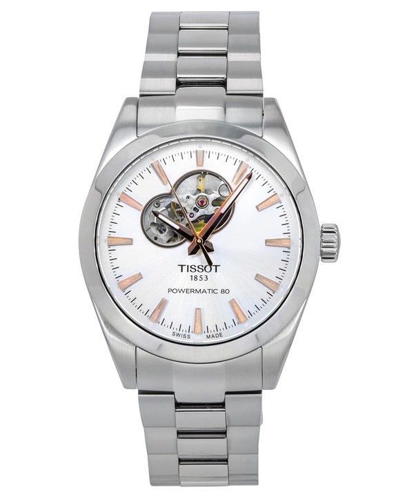 Tissot T-Classic Gentleman Powermatic 80 Silver Open Heart Dial Automatic T127.407.11.031.01 100M Mens Watch