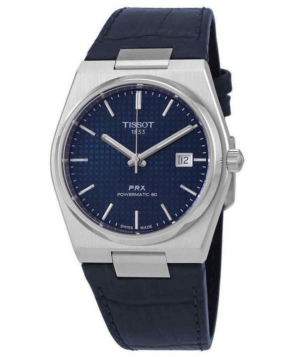 Tissot PRX Powermatic 80 Leather Strap Blue Dial Automatic T137.407.16.041.00 100M Men's Watch