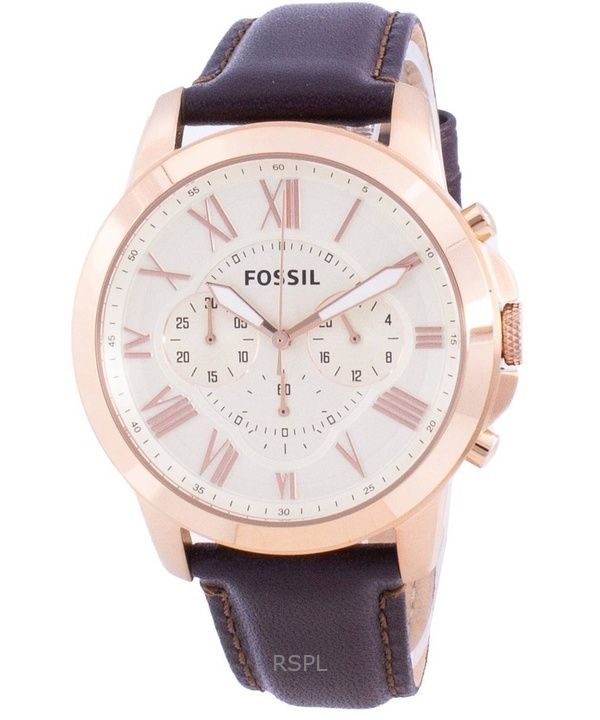 Refurbished Fossil Grant Chronograph Brown Leather Quartz FS4991IE Men's Watch