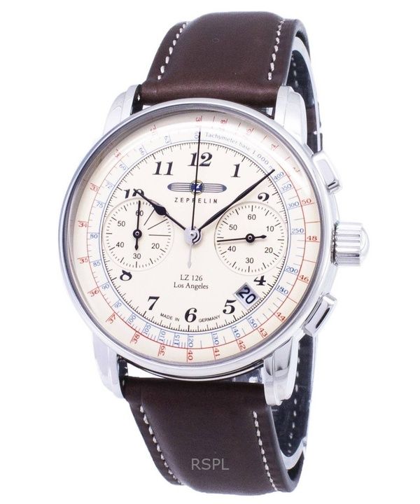 Refurbished Zeppelin LZ126 Chronograph Beige Dial Germany Made Quartz 76145 Men's Watch