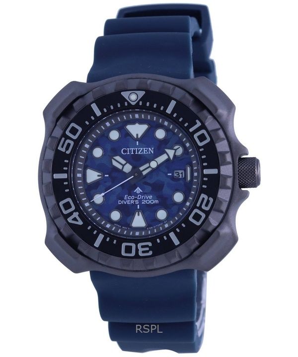 Refurbished Citizen Promaster Polyurethane Strap Blue Dial Eco-Drive Diver's BN0227-09L 200M Men's Watch