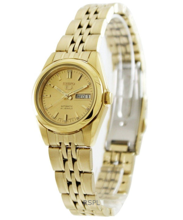 Refurbished Seiko 5 Gold Tone Stainless Steel Gold Dial Automatic SYMA38K1 Women's Watch