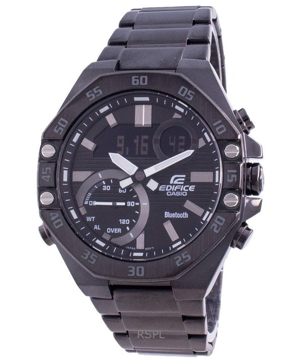 Refurbished Casio Edifice Analog Digital Smartphone Link Stainless Steel Black Dial Quartz ECB-10DC-1A 100M Men's Watch