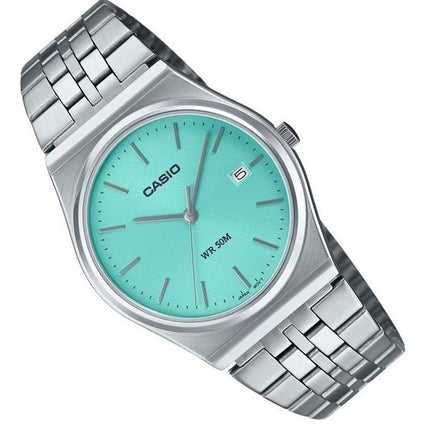 Refurbished Casio Standard Analog Stainless Steel Turquoise Dial Quartz MTP-B145D-2A1 Men's Watch