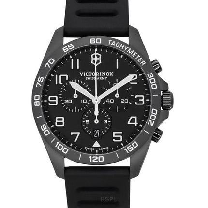 Victorinox Swiss Army Fieldforce Sport Chronograph Rubber Strap Black Dial Quartz 241926-1 100M Men's Watch