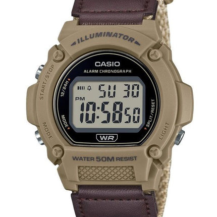 Casio Standard Brown Digital Cloth Strap Quartz W-219HB-5AV Men's Watch