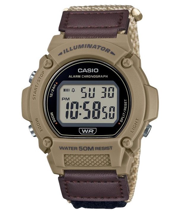 Casio Standard Brown Digital Cloth Strap Quartz W-219HB-5AV Men's Watch