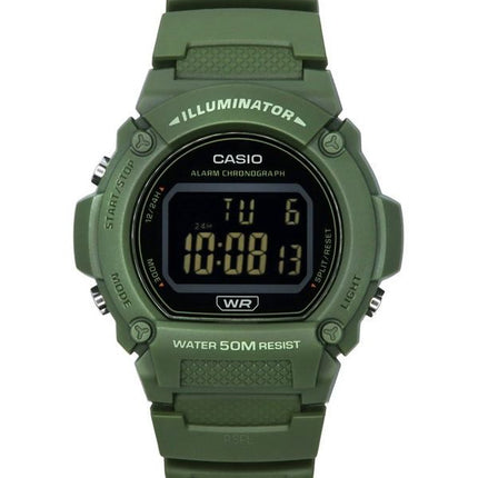 Casio Standard Illuminator Digital Green Resin Strap Quartz W-219HC-3B Mens Watch