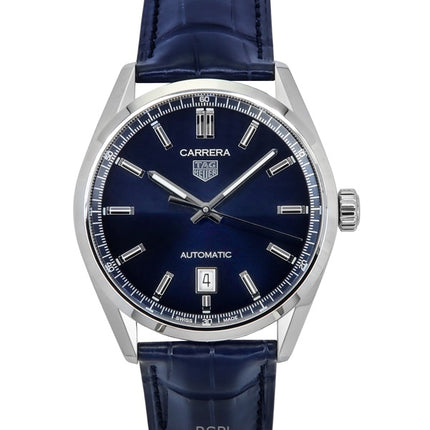 Tag Heuer Carrera Date Leather Strap Blue Dial Automatic WBN2112.FC6504 100M Men's Watch