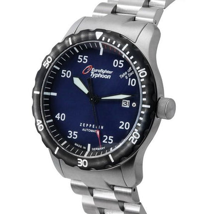 Zeppelin Eurofighter Typhoon Stainless Steel Blue Dial Automatic Diver's 7268M3set 200M Men's Watch With Extra Strap