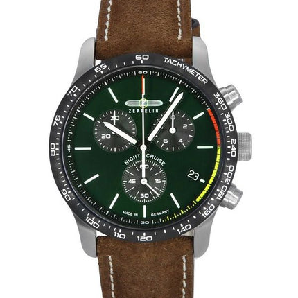 Zeppelin Night Cruise Chronograph Leather Strap Green Dial Quartz 72884 100M Men's Watch