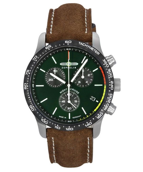 Zeppelin Night Cruise Chronograph Leather Strap Green Dial Quartz 72884 100M Men's Watch