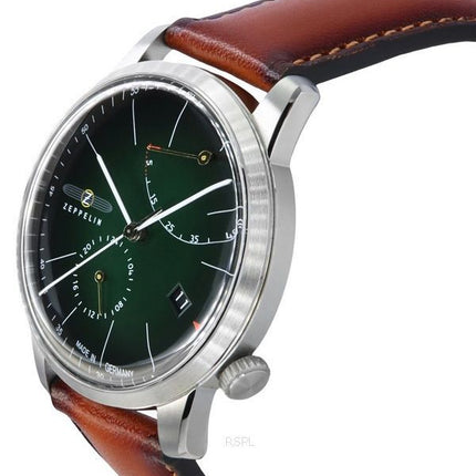 Zeppelin Flatline Brown Leather Strap Dark Green Dial Automatic 83664 Men's Watch