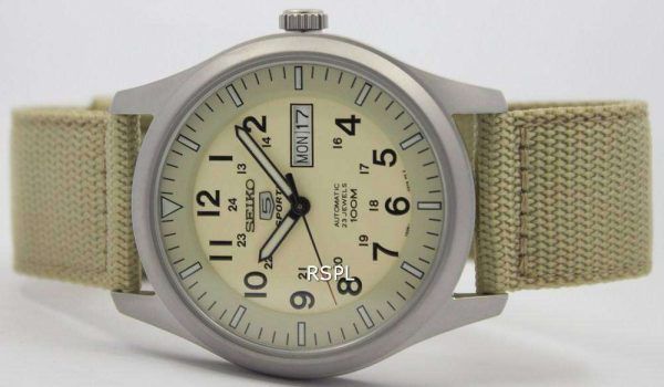 Seiko 5 Sports Automatic SNZG07K1 SNZG07 SNZG07K Military Nylon Strap Mens Watch