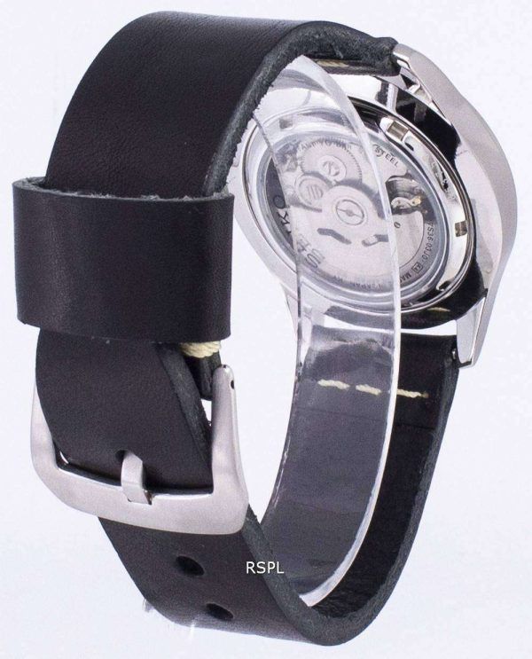 Seiko 5 Sports SNZG15J1-LS14 Japan Made Black Leather Strap Men's Watch ...