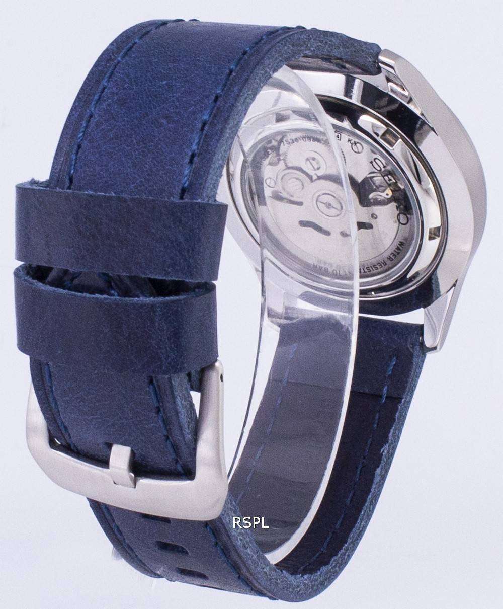 Seiko 5 Sports SNZG15K1-LS13 Automatic Dark Blue Leather Strap Men's ...