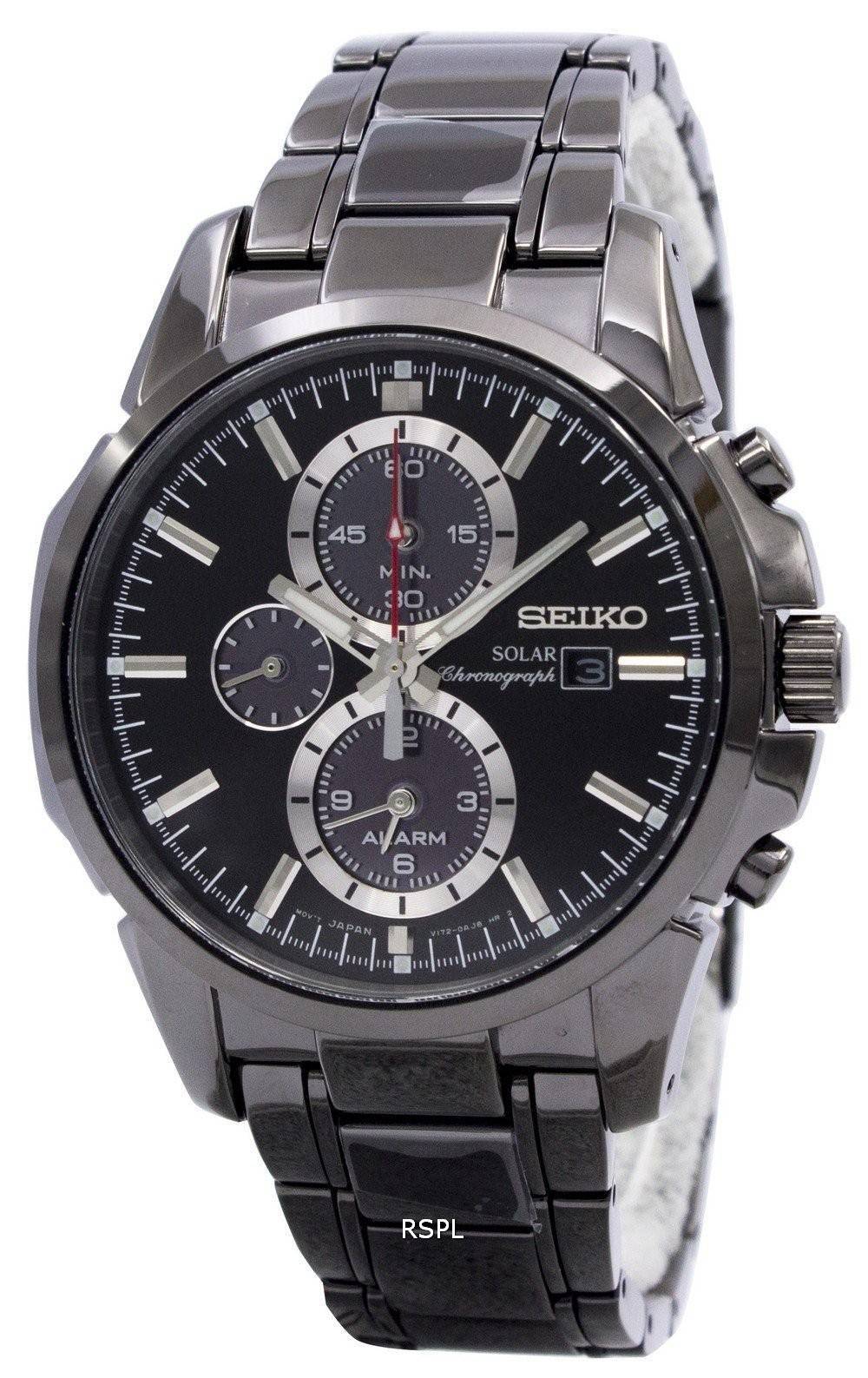 Seiko Solar Chronograph Alarm Black Ssc095 Ssc095p1 Ssc095p Mens Watch Citywatchesae 8561