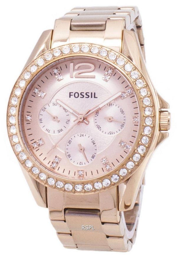 Fossil Riley Multifunction Crystal Rose Gold ES2811 Women's Watch