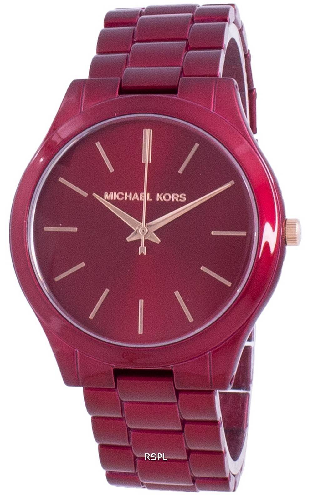 michael kors slim runway red watch