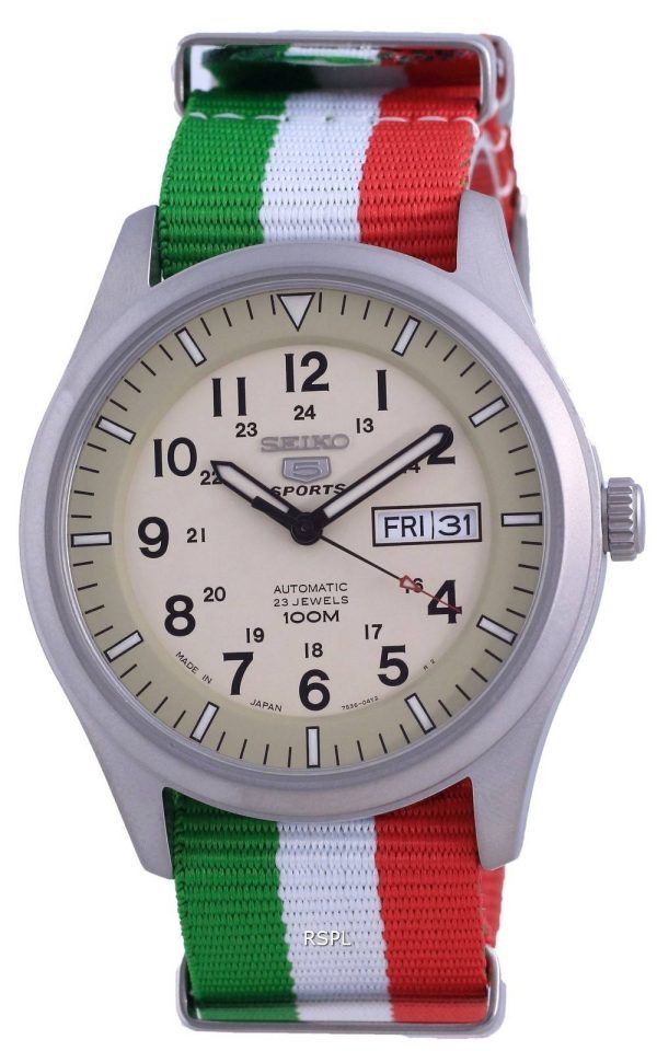 Seiko 5 Sports Military Automatic Japan Made SNZG07J1-var-NATO23 100M Mens Watch