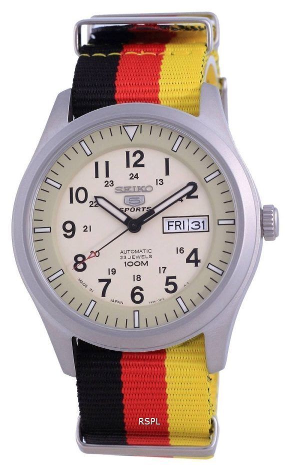 Seiko 5 Sports Military Automatic Japan Made SNZG07J1-var-NATO26 100M Mens Watch