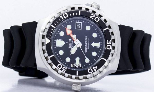 Ratio FreeDiver Helium Safe 1000M Sapphire Quartz 1038EF102V Men's Watch