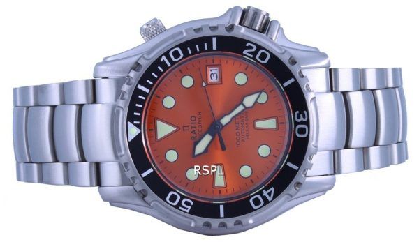 Ratio FreeDiver Helium Safe 1000M Orange Dial Stainless Steel Automatic 1066KE26-33VA-ORG Men's Watch